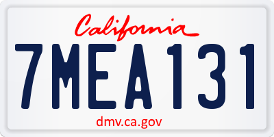 CA license plate 7MEA131