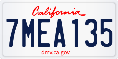 CA license plate 7MEA135