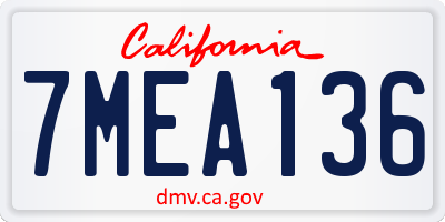 CA license plate 7MEA136