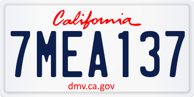 CA license plate 7MEA137