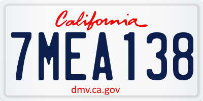 CA license plate 7MEA138