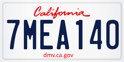 CA license plate 7MEA140