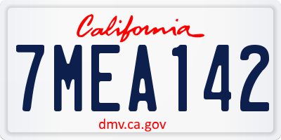 CA license plate 7MEA142