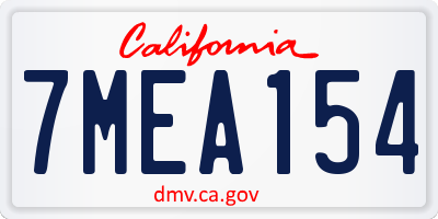 CA license plate 7MEA154