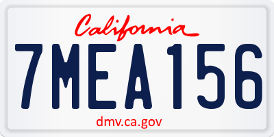 CA license plate 7MEA156