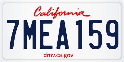 CA license plate 7MEA159