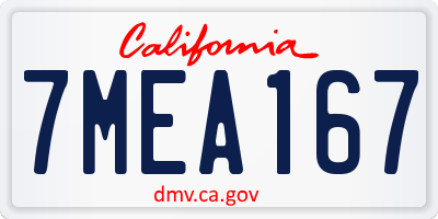 CA license plate 7MEA167