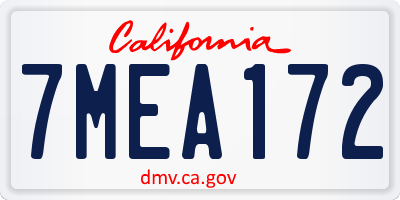 CA license plate 7MEA172