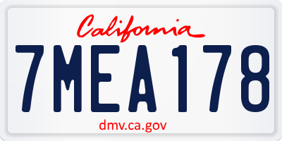 CA license plate 7MEA178