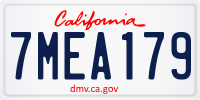 CA license plate 7MEA179