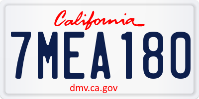 CA license plate 7MEA180