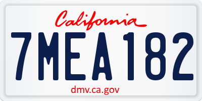 CA license plate 7MEA182