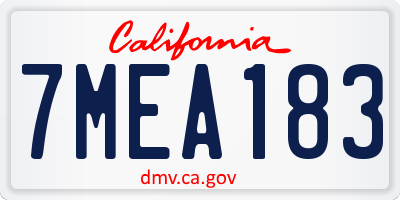 CA license plate 7MEA183