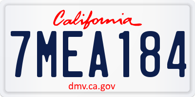 CA license plate 7MEA184