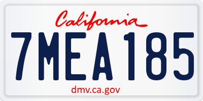 CA license plate 7MEA185