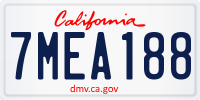 CA license plate 7MEA188
