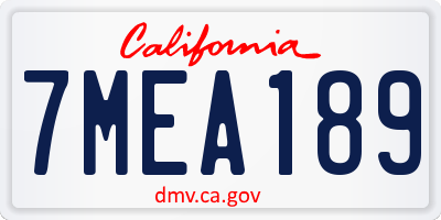 CA license plate 7MEA189