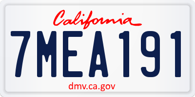 CA license plate 7MEA191