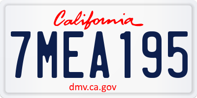 CA license plate 7MEA195