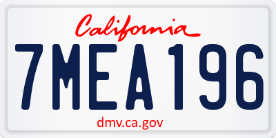 CA license plate 7MEA196