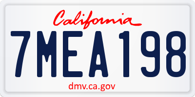 CA license plate 7MEA198