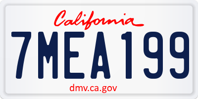 CA license plate 7MEA199