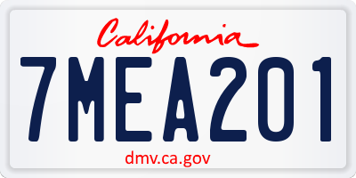 CA license plate 7MEA201