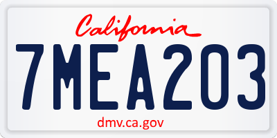 CA license plate 7MEA203