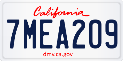 CA license plate 7MEA209