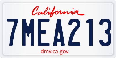 CA license plate 7MEA213