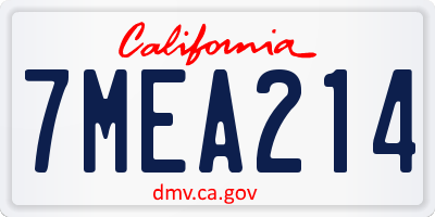 CA license plate 7MEA214