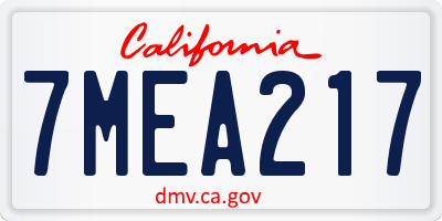 CA license plate 7MEA217
