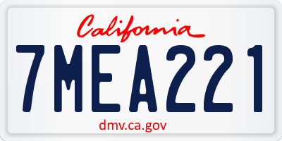 CA license plate 7MEA221