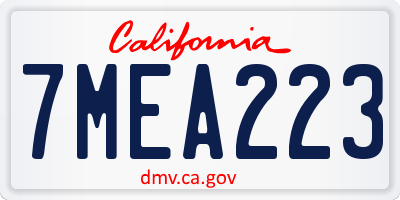 CA license plate 7MEA223