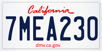 CA license plate 7MEA230