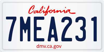 CA license plate 7MEA231