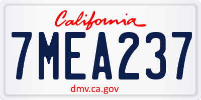 CA license plate 7MEA237
