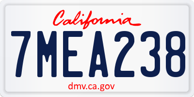 CA license plate 7MEA238