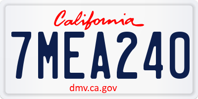 CA license plate 7MEA240