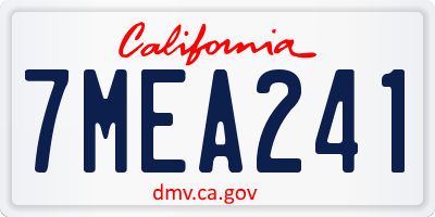 CA license plate 7MEA241