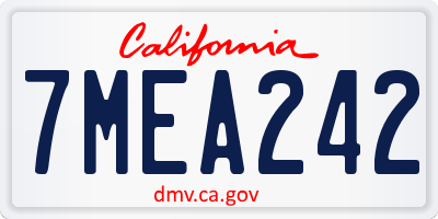 CA license plate 7MEA242