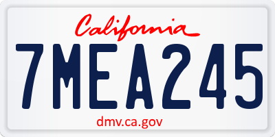 CA license plate 7MEA245