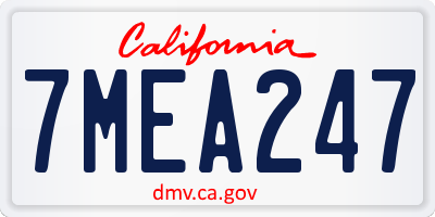 CA license plate 7MEA247