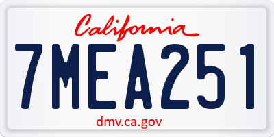 CA license plate 7MEA251
