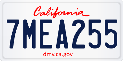 CA license plate 7MEA255