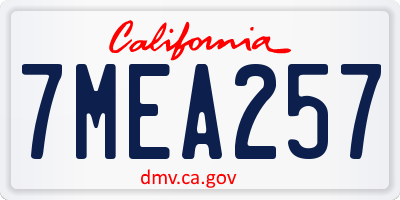 CA license plate 7MEA257