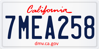 CA license plate 7MEA258