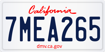 CA license plate 7MEA265