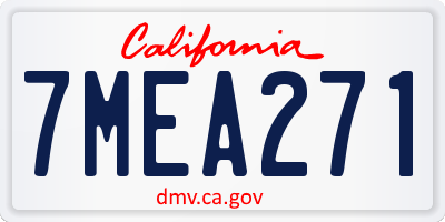 CA license plate 7MEA271
