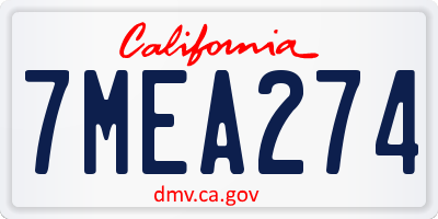 CA license plate 7MEA274
